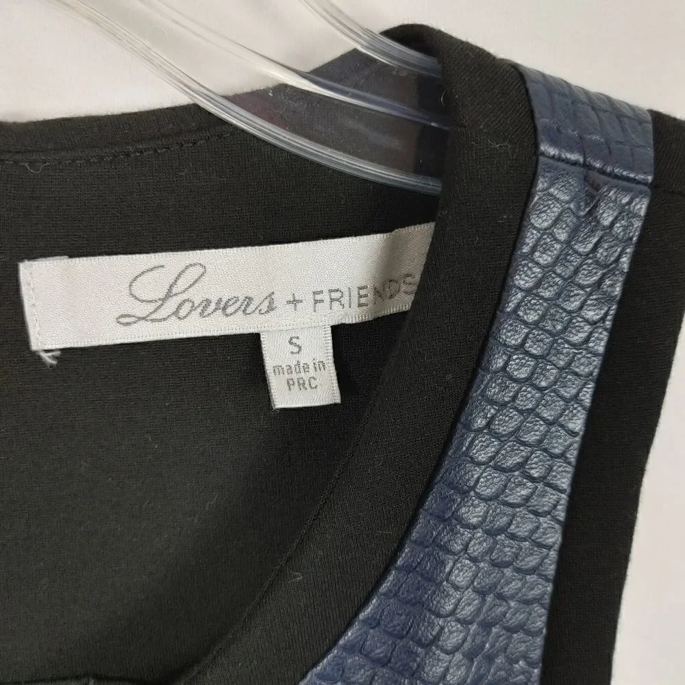 Revolve Lovers + Friends Simmer Body con Snakeskin Embossed Dress Size Small Blu